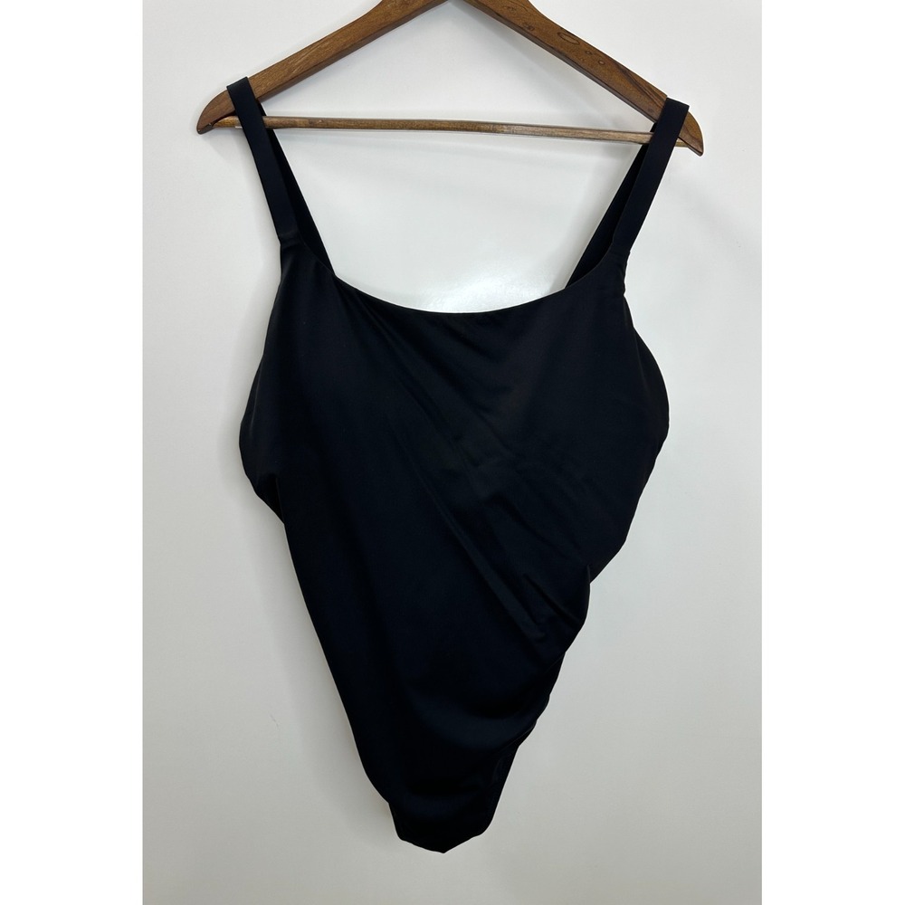 Athleta Hermosa One Piece Black Swimsuit #988619 Classic Minimalist Size Large - Picture 2 of 9